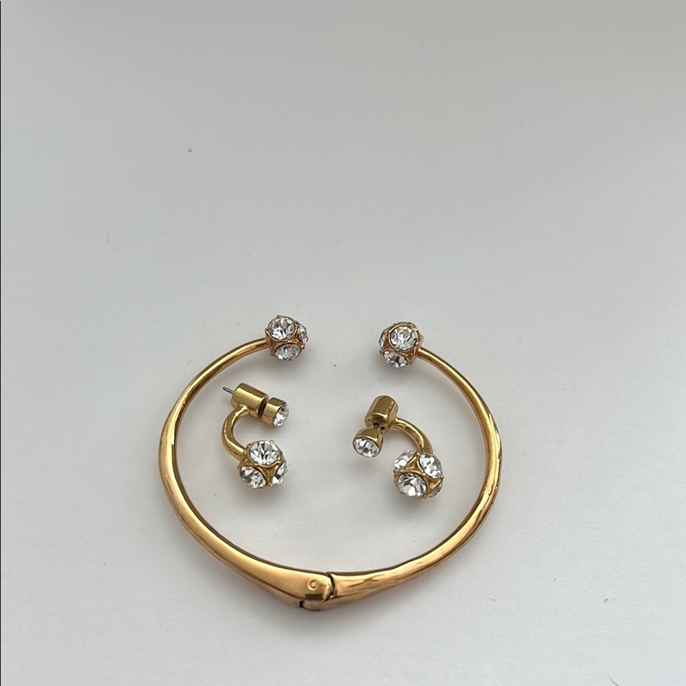Kate Spade Gold and Silver Minimalist Earrings and Cuff Combo
